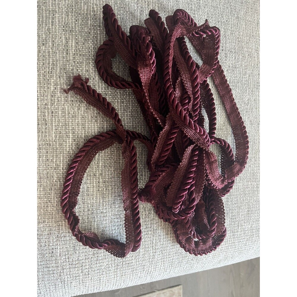 Burgundy Twisted Fabric Cord Trim Sewing Upholstery Crafts 7.5 yards